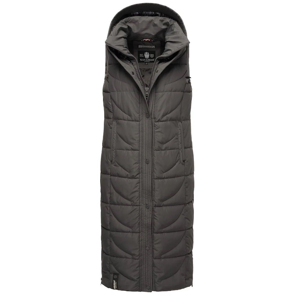 Navahoo Steppweste »Brezelchen« Warme Lange Damen Outdoor-Weste Mit Kapuze
