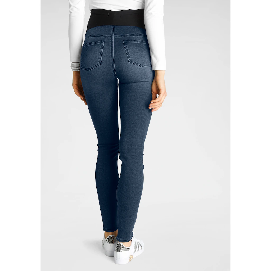 Neun Monate Umstandsjeans »Stretch-Jeans Für Schwangerschaft Und Stillzeit« Hohe Leibhöhe Ohne Gürtelschlaufen Used-Waschung