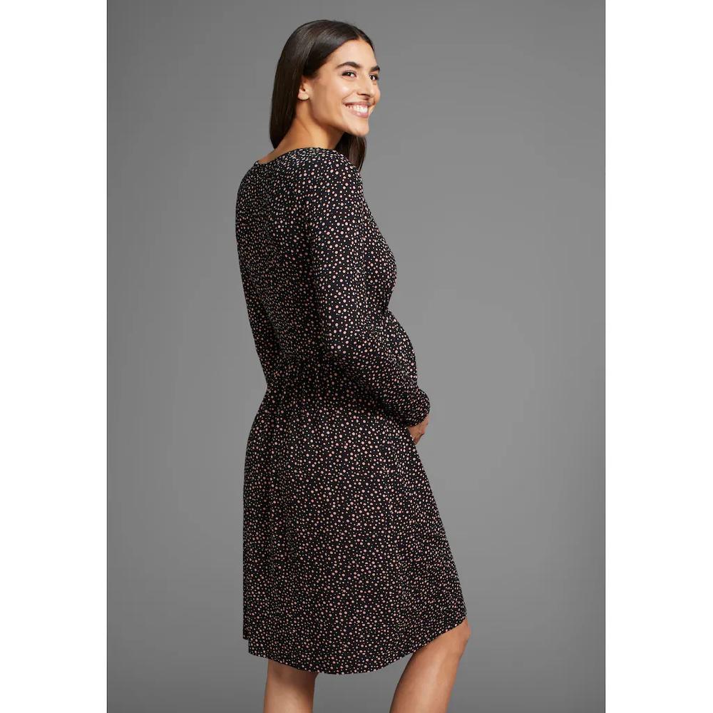 Neun Monate Umstandskleid » Für Schwangerschaft Und Stillzeit« Stillkleid In Fließender Form Und Mit Punktemuster