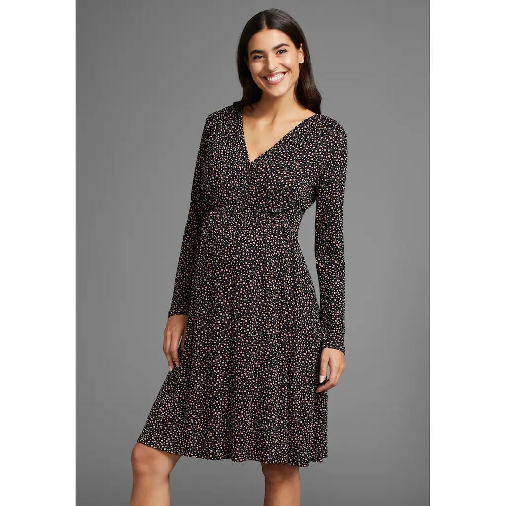 Neun Monate Umstandskleid » Für Schwangerschaft und Stillzeit« Stillkleid in fließender Form und mit Punktemuster
