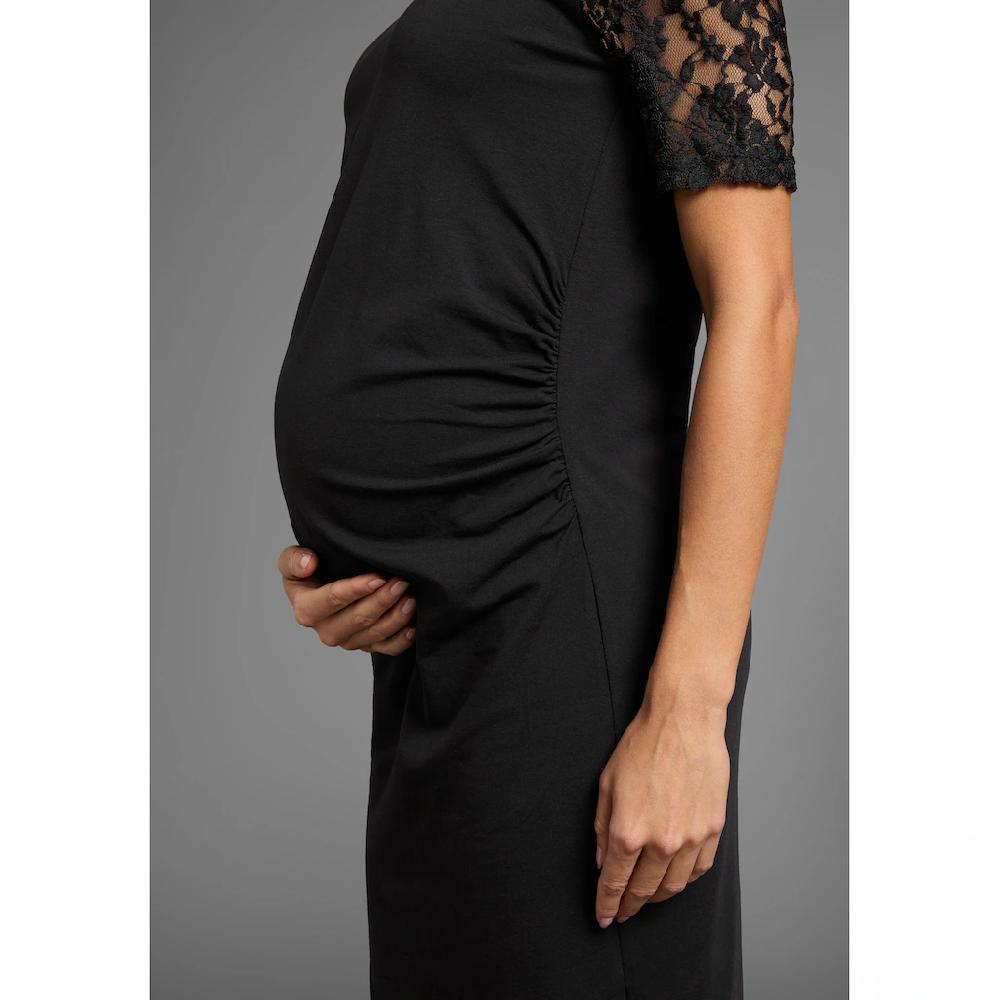 Neun Monate Umstandskleid »Schwangerschaftkleid Mit Spitze« Jersey-Kleid Für Schwangerschaft Und Stillzeit
