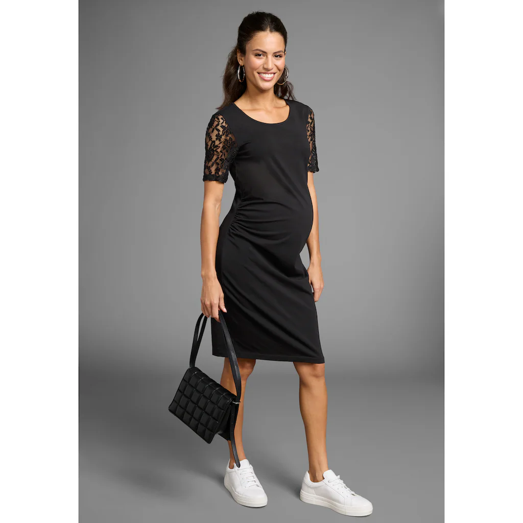 Neun Monate Umstandskleid »Schwangerschaftkleid Mit Spitze« Jersey-Kleid Für Schwangerschaft Und Stillzeit