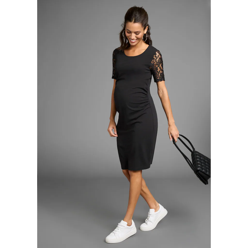 Neun Monate Umstandskleid »Schwangerschaftkleid mit Spitze« Jersey-Kleid für Schwangerschaft und Stillzeit