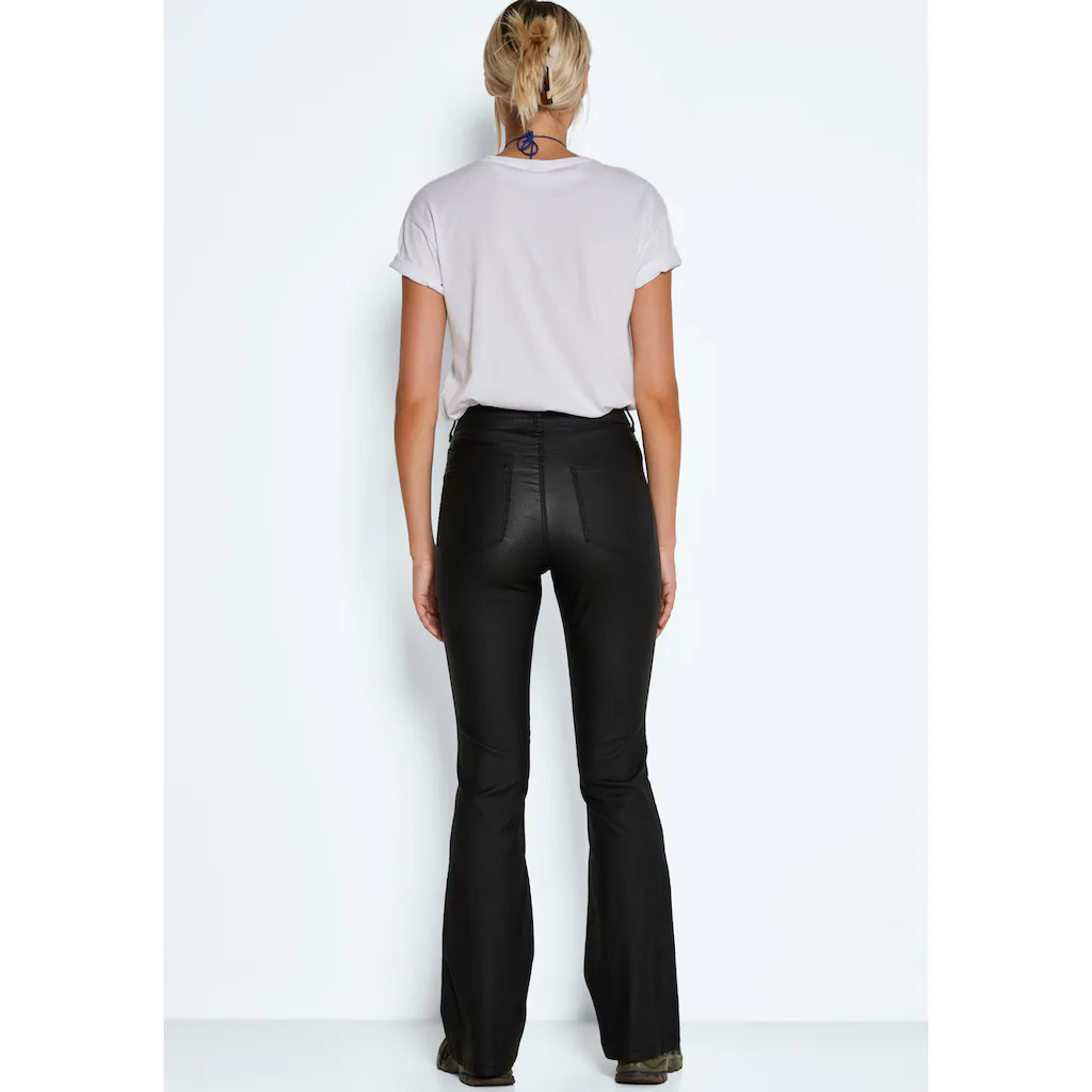 Noisy May Lederimitathose »NMSALLIE HW FLARE COATED PANTS NOOS«
