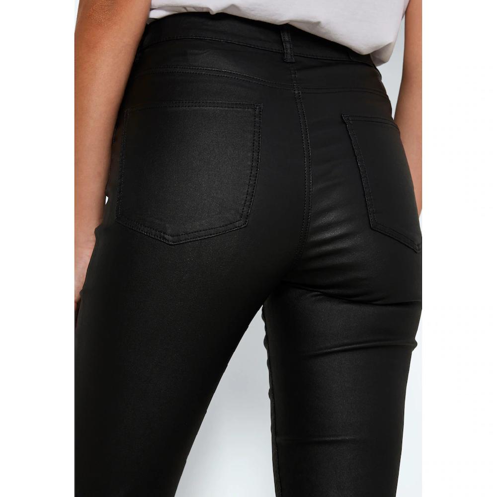 Noisy May Lederimitathose »NMSALLIE HW FLARE COATED PANTS NOOS«