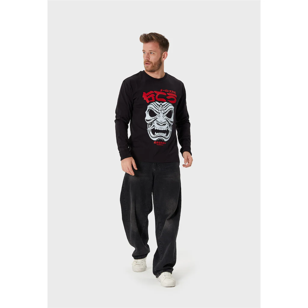 Oldskull Langarmshirt »Asian Mask« (1 Tlg.) Mit Coolem Oni-Masken-Print