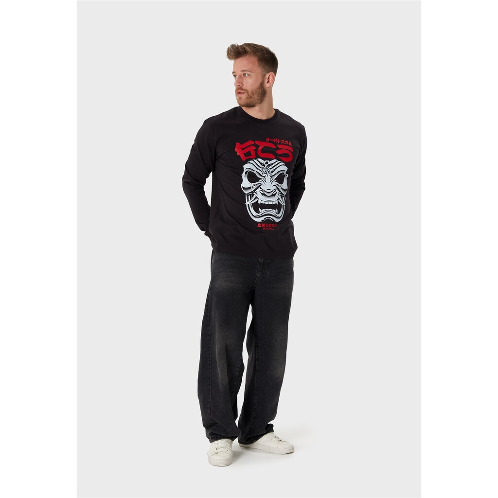 Oldskull Langarmshirt »Asian Mask« (1 Tlg.) Mit Coolem Oni-Masken-Print