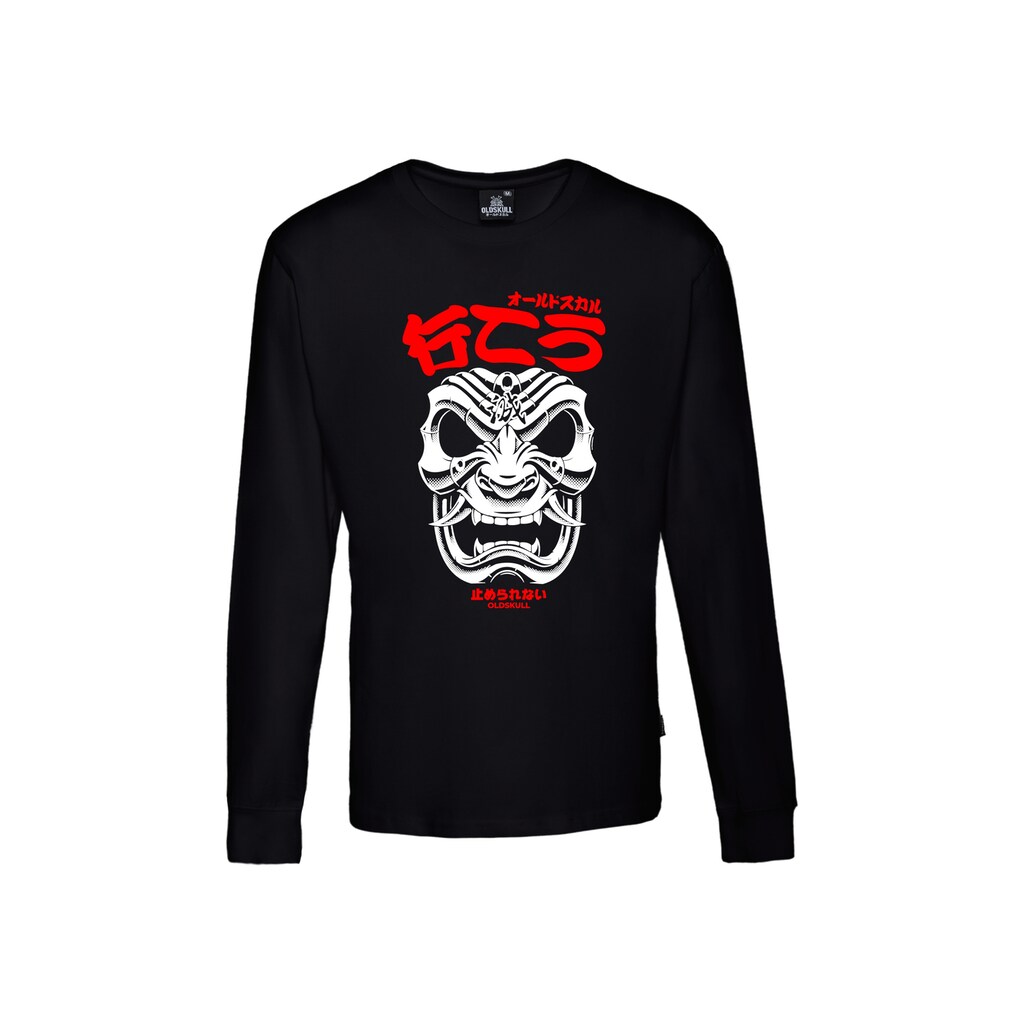 Oldskull Langarmshirt »Asian Mask« (1 Tlg.) Mit Coolem Oni-Masken-Print