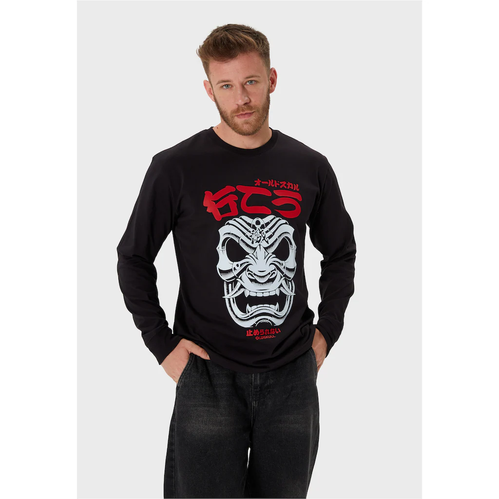 Oldskull Langarmshirt »Asian Mask« (1 tlg.) mit coolem Oni-Masken-Print