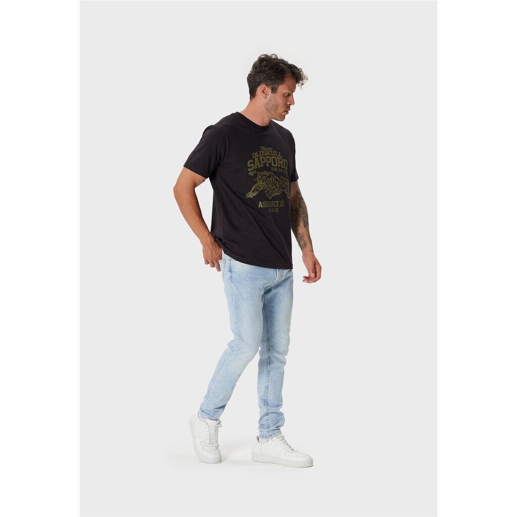Oldskull T-Shirt »Retro Japan Teeger« (1 Tlg.) Mit Angesagtem Print Im Vintage-Stil