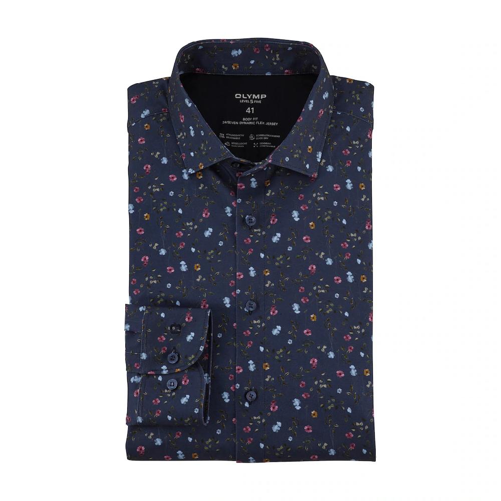 OLYMP Businesshemd »24/7 - Level 5 - Jersey« Mit kreativem Flower-Print