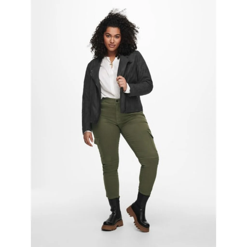 ONLY CARMAKOMA Lederimitatjacke »CARAVANA FAUX LEATHER BIKER OTW« Mit Biker-Details