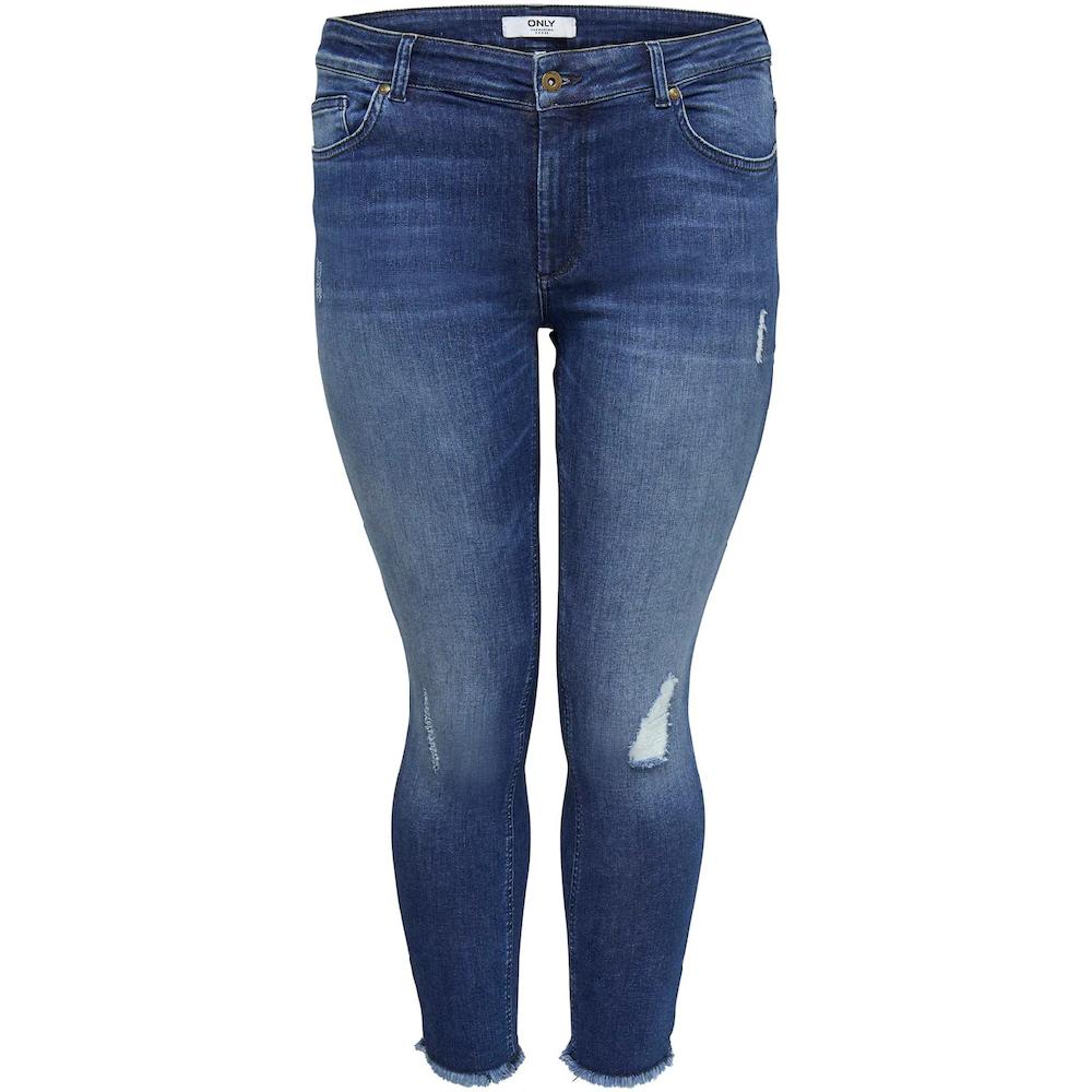ONLY CARMAKOMA Skinny-fit-Jeans »CARWILLY REG SKINNY ANK JEANS« Mit Fransensaum