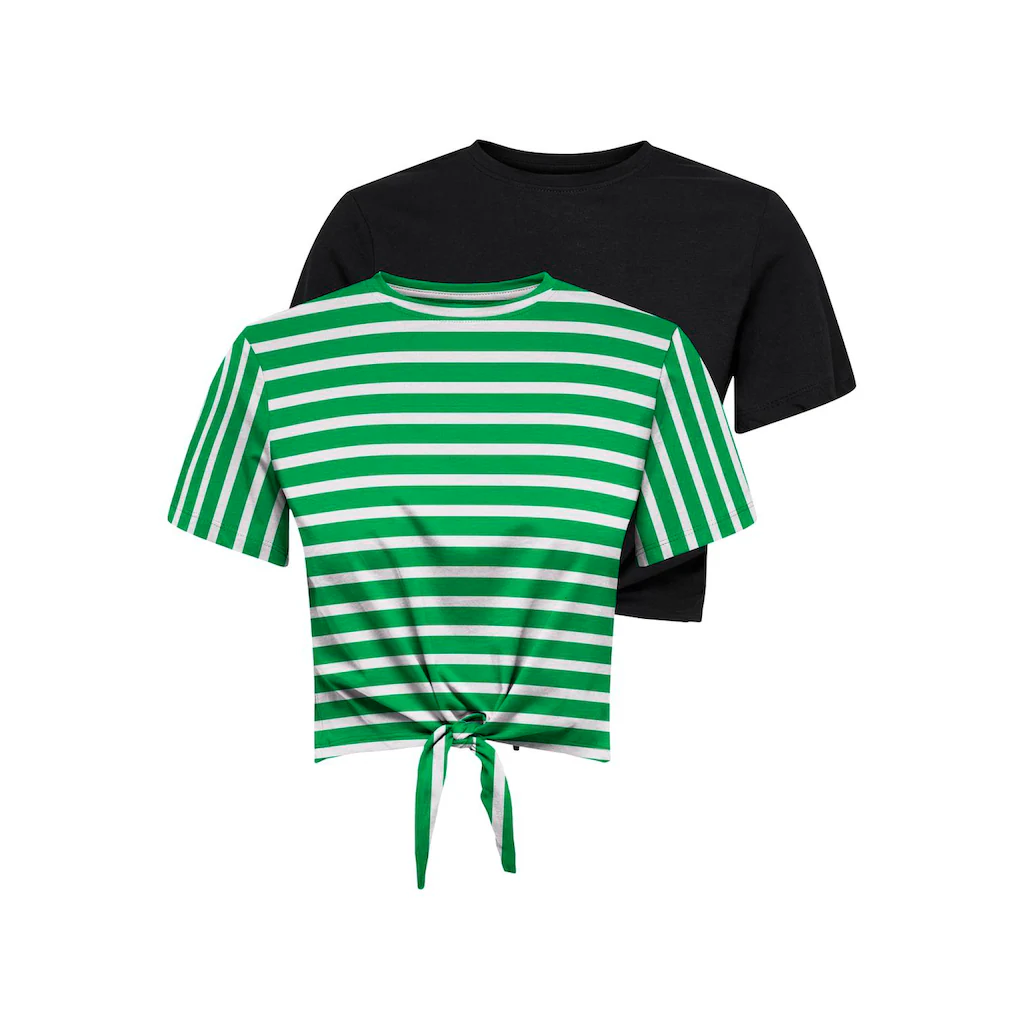 ONLY Kurzarmshirt »ONLMAY LIFE S/S SHORT KNOT TOP BOX 2PACK« (Set 2 tlg.)