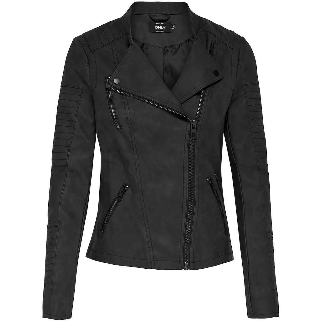 ONLY Lederimitatjacke »ONLAVA FAUX LEATHER BIKER OTW NOOS« Mit Biker-Details