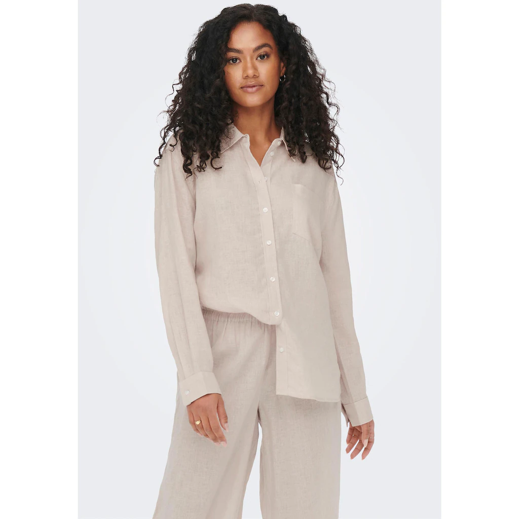 ONLY Longbluse »ONLTOKYO L/S LINEN BLEND SHIRT« Mit Leinen