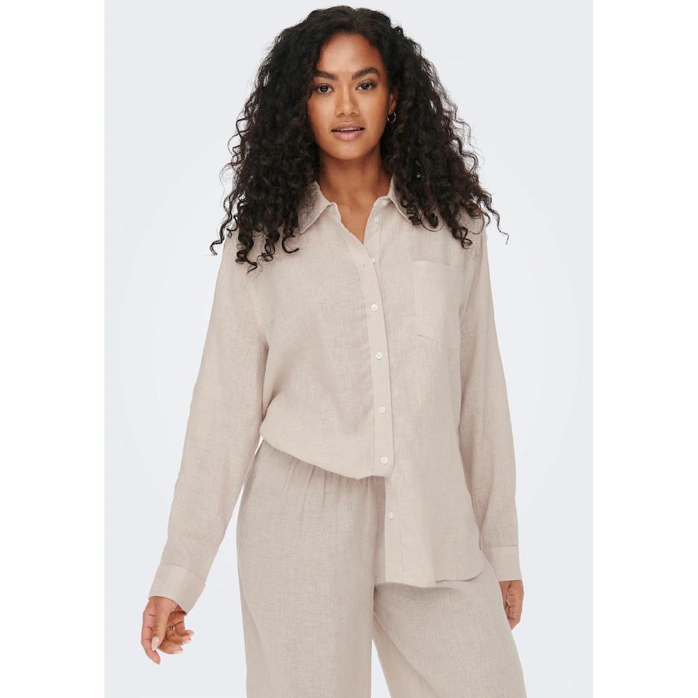 ONLY Longbluse »ONLTOKYO L/S LINEN BLEND SHIRT« mit Leinen
