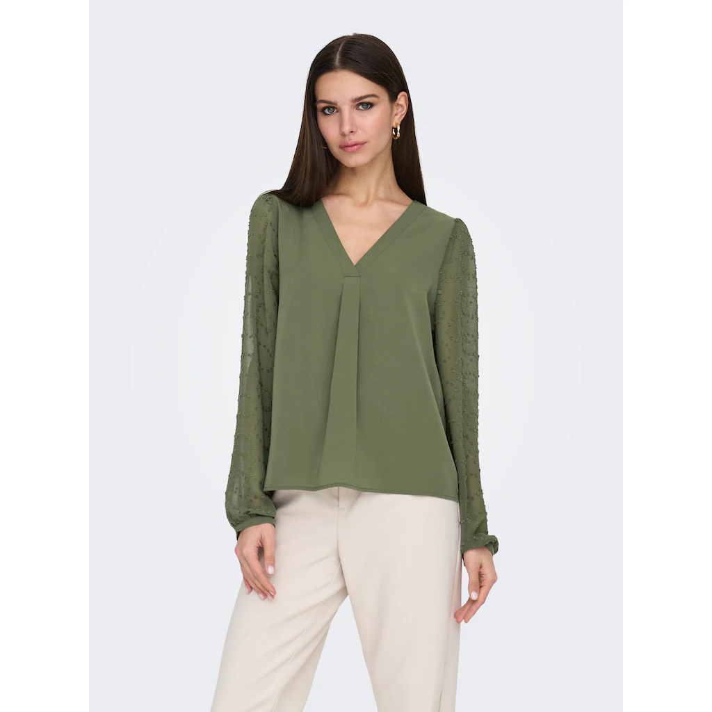 ONLY Shirtbluse »ONLMASJA FR L/S V-NECK SHIRT CS PTM«