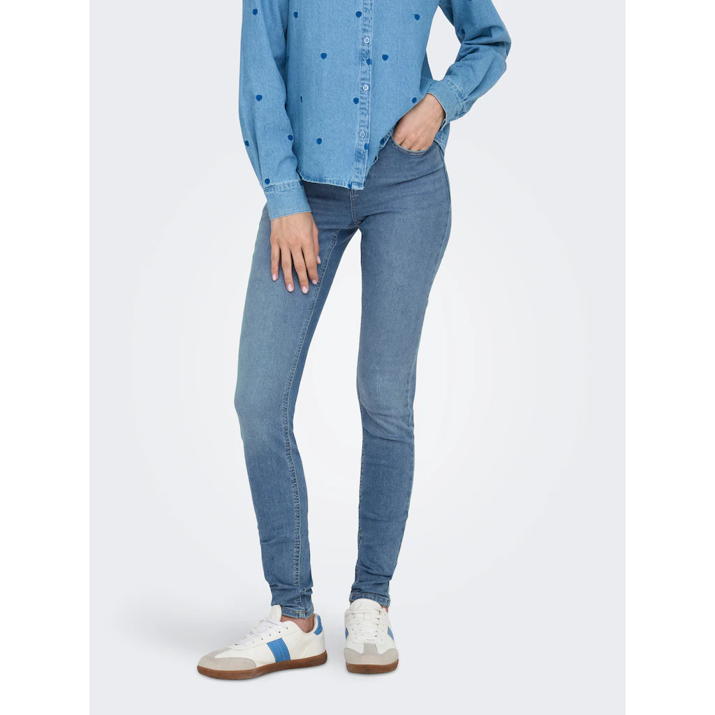 ONLY Skinny-fit-Jeans »ONLWAUW MID WAIST SK VIS BUT DNM«