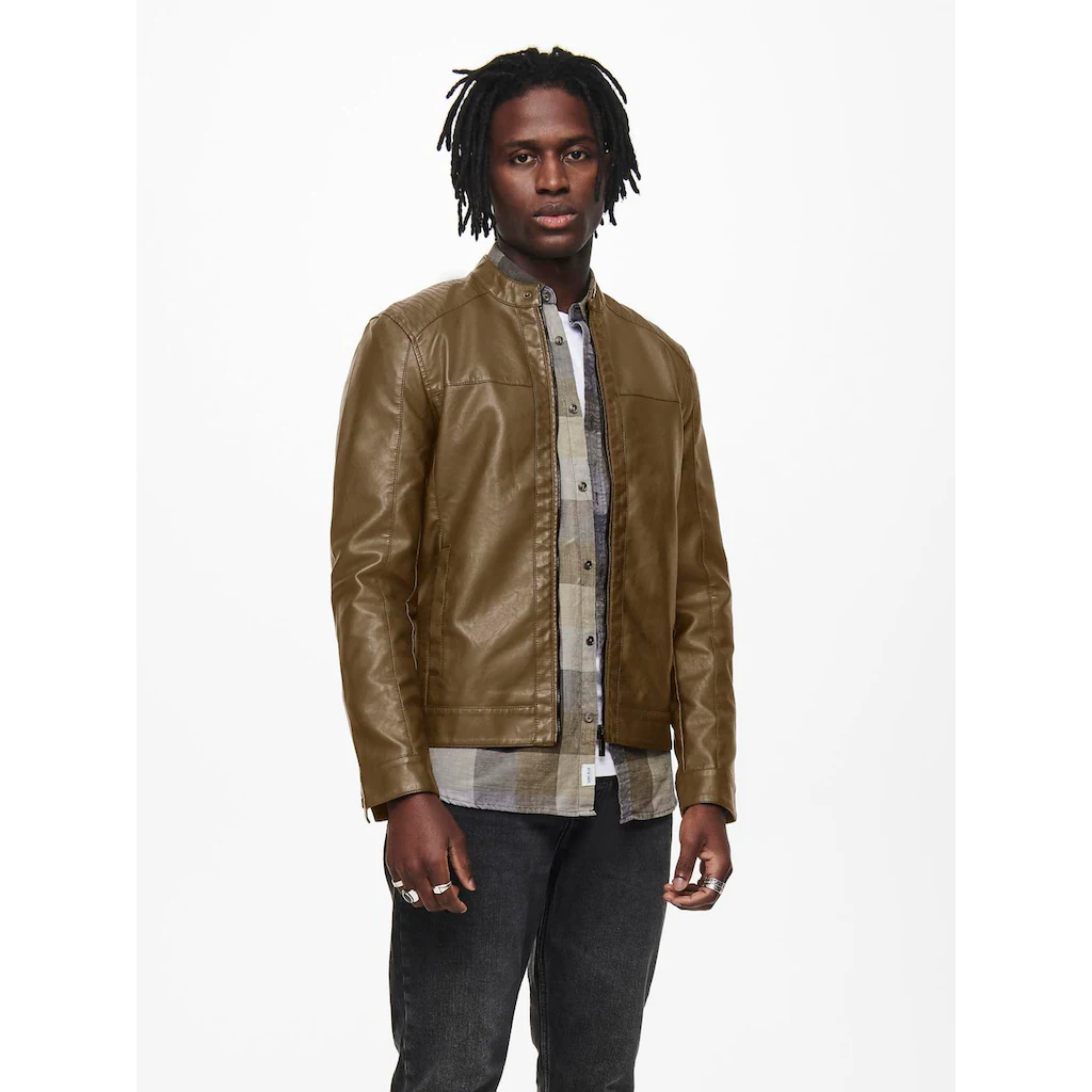 ONLY & SONS Bikerjacke »MIKE PU RACER JACKET« Ohne Kapuze ▷ Bestellen