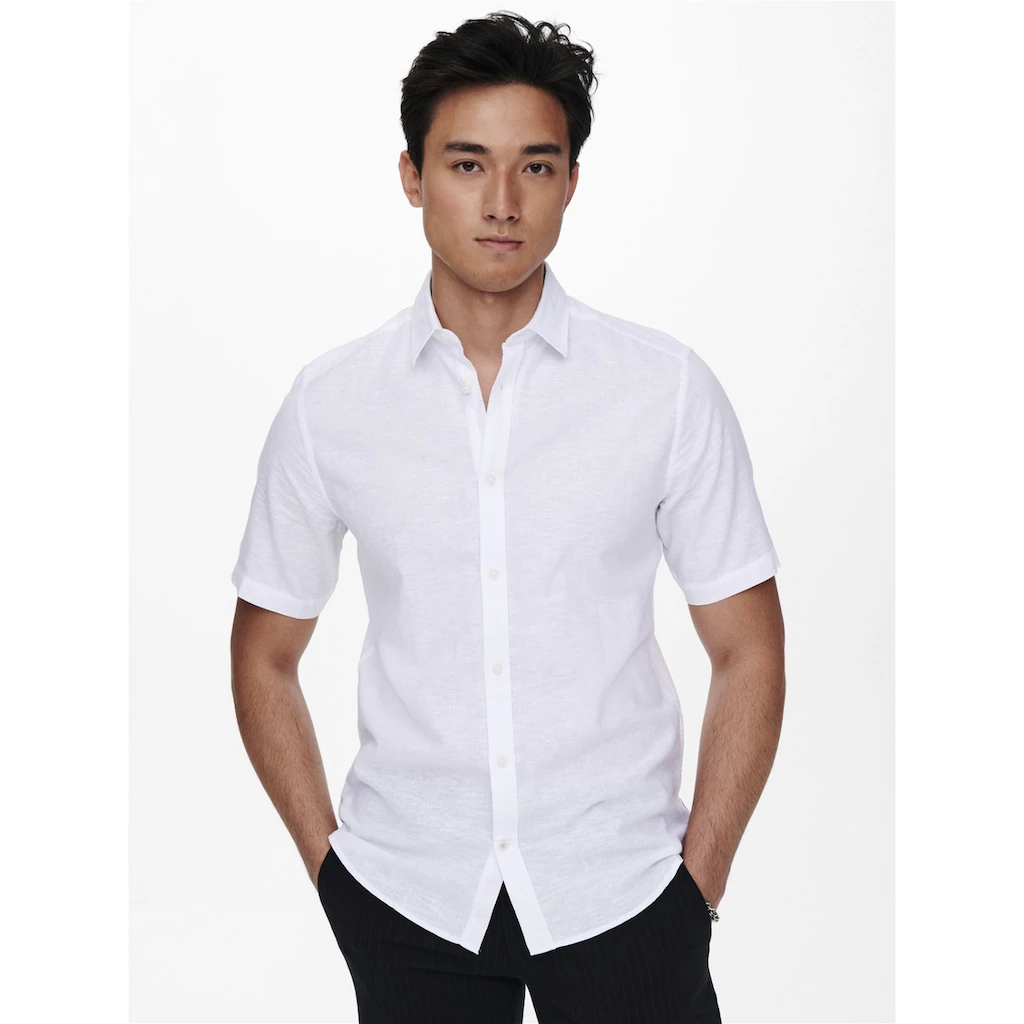 ONLY & SONS Kurzarmhemd »ONSCAIDEN SS SOLID LINEN SHIRT NOOS« ▷ Kaufen