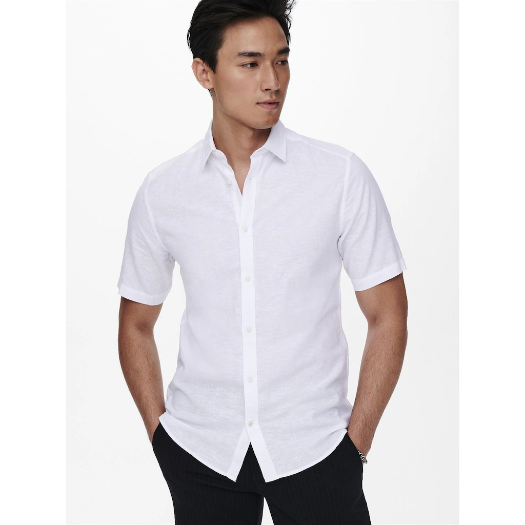 ONLY & SONS Kurzarmhemd »ONSCAIDEN SS SOLID LINEN SHIRT NOOS« ▷ Kaufen