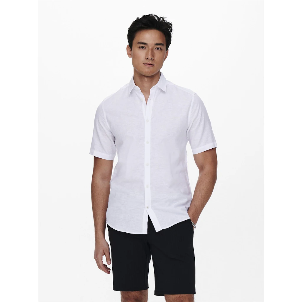 ONLY & SONS Kurzarmhemd »ONSCAIDEN SS SOLID LINEN SHIRT NOOS« ▷ kaufen