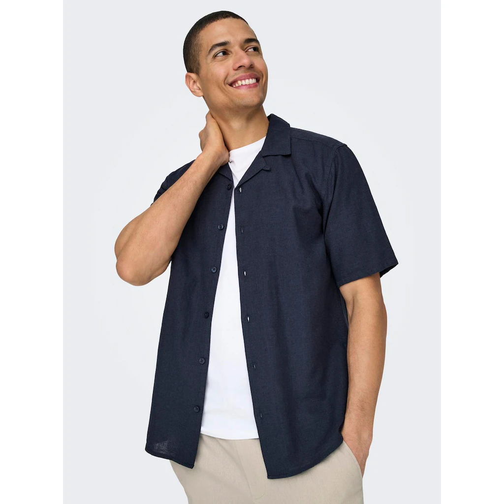 ONLY & SONS Kurzarmhemd »ONSCAIDEN SS SOLID RESORT LINEN NOOS« ▷ Für