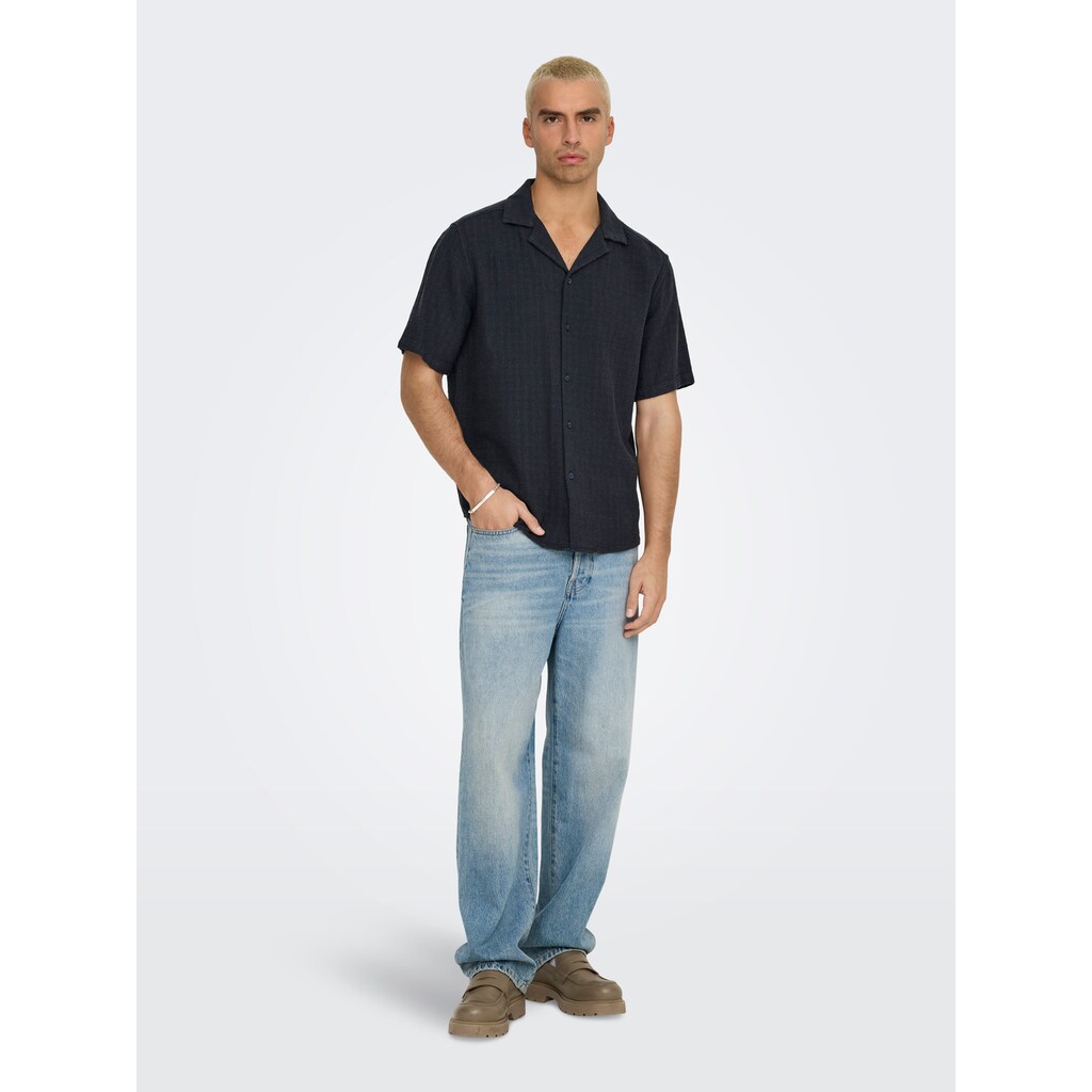 ONLY & SONS Kurzarmhemd »ONSLATHAM RLXSS RESORT LINEN STRUC 0257«
