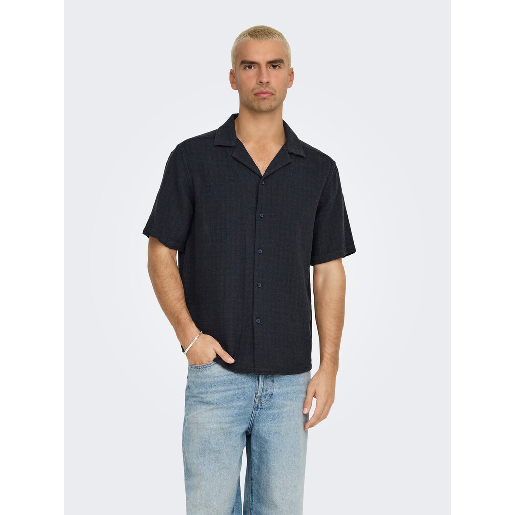 ONLY & SONS Kurzarmhemd »ONSLATHAM RLXSS RESORT LINEN STRUC 0257«