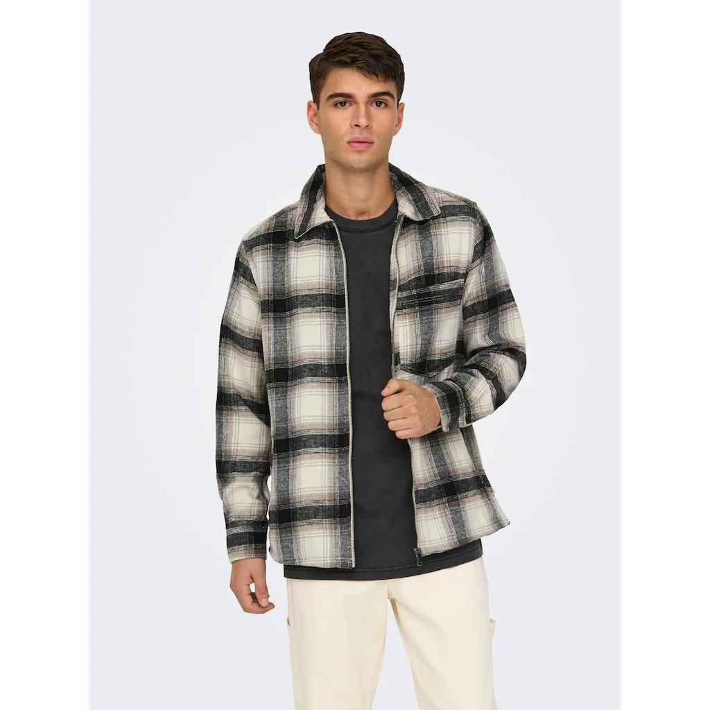 ONLY & SONS Langarmhemd »ONSAUSTIN WOOL ZIP OVERSHIRT« ▷ für