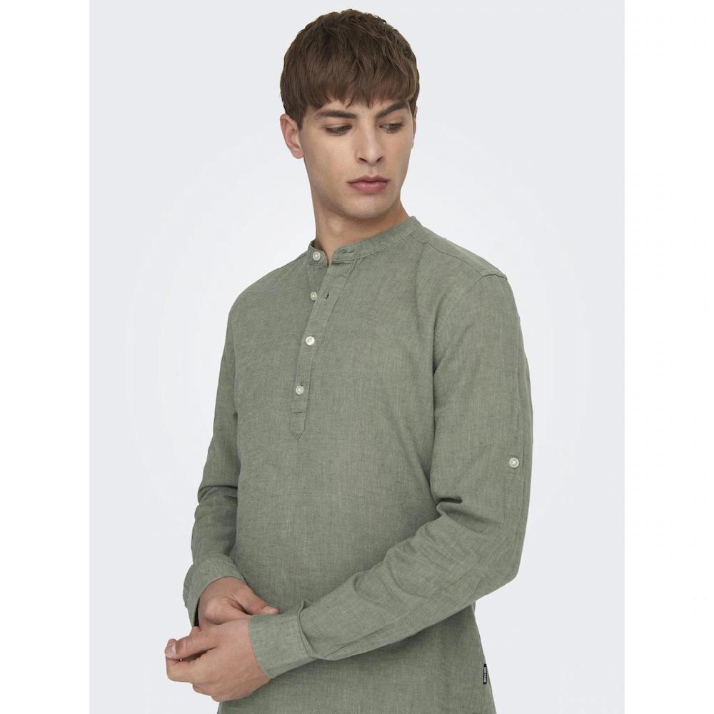 ONLY & SONS Langarmhemd »ONSCAIDEN LS HALFPLACKT LINEN SHIRT« ▷ Für