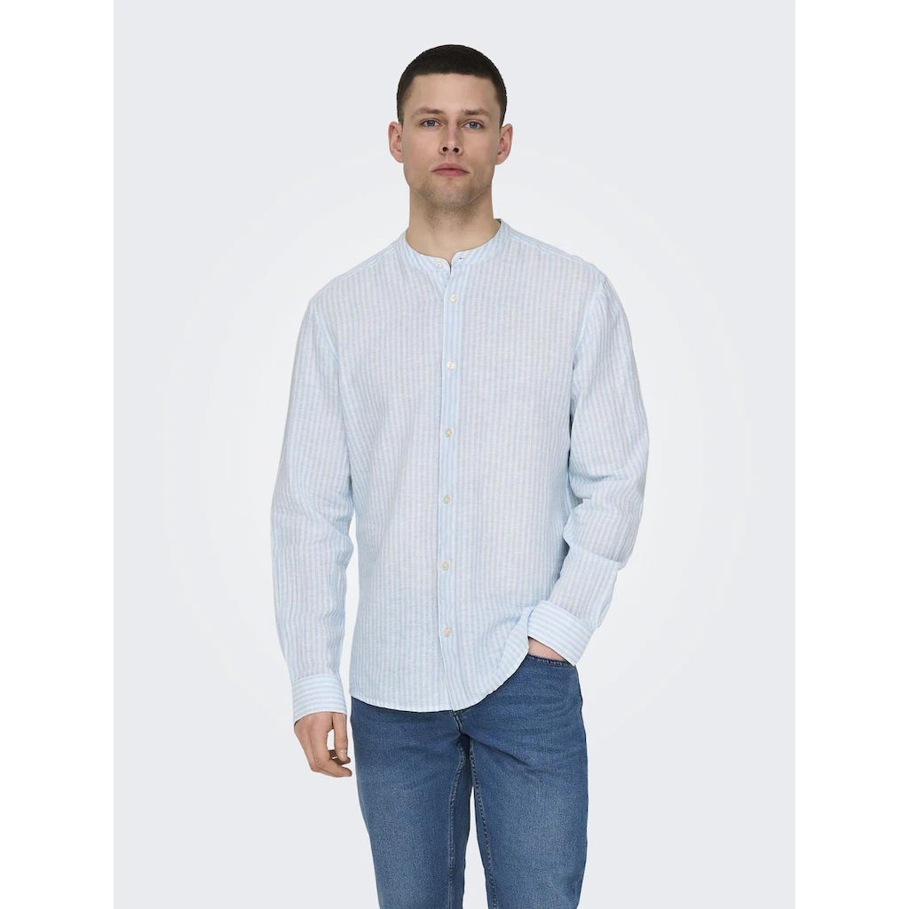 ONLY & SONS Langarmhemd »ONSCAIDEN LS MAO STRIPE LINEN SHIRT NOOS« ▷ Kaufen