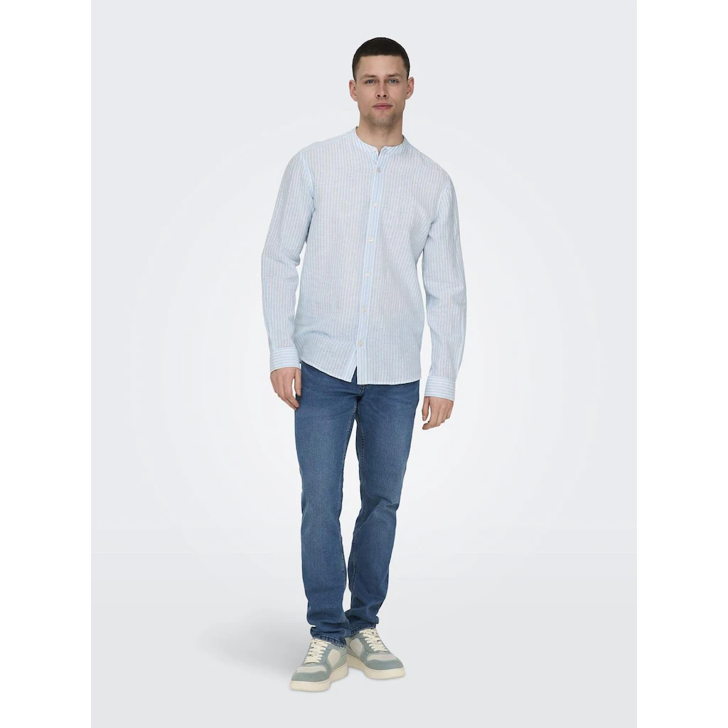 ONLY & SONS Langarmhemd »ONSCAIDEN LS MAO STRIPE LINEN SHIRT NOOS« ▷ Kaufen