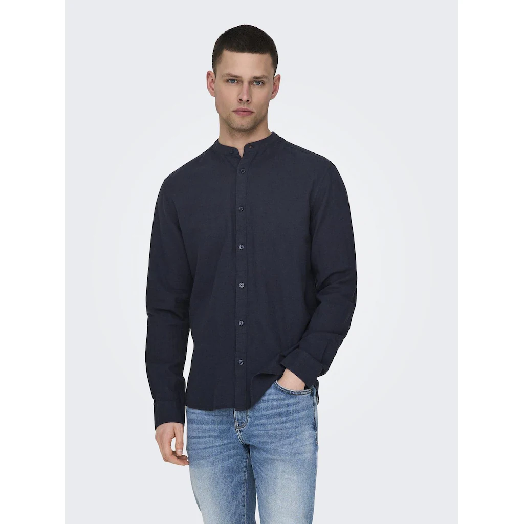 ONLY & SONS Langarmhemd »ONSCAIDEN LS SOLID LINEN MAO SHIRT NOOS« ▷ Für