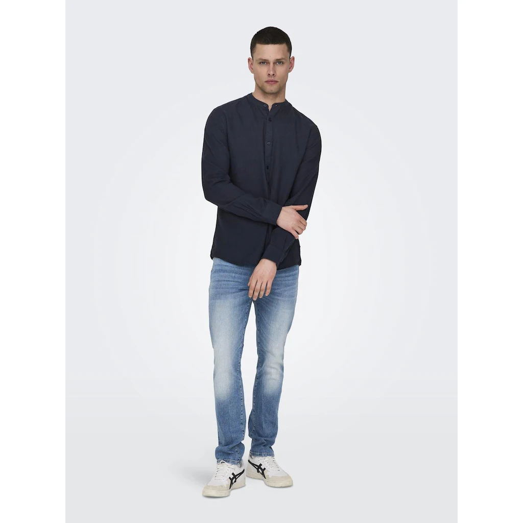 ONLY & SONS Langarmhemd »ONSCAIDEN LS SOLID LINEN MAO SHIRT NOOS« ▷ Für