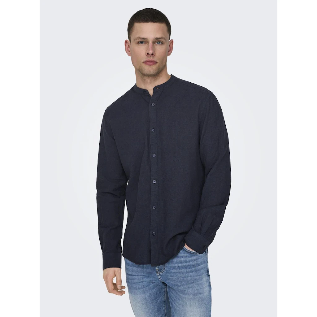 ONLY & SONS Langarmhemd »ONSCAIDEN LS SOLID LINEN MAO SHIRT NOOS« ▷ für