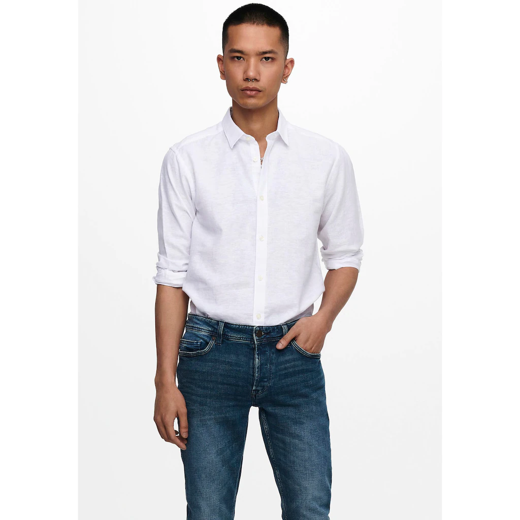 ONLY & SONS Langarmhemd »ONSCAIDEN LS SOLID LINEN SHIRT NOOS« ▷ Bestellen