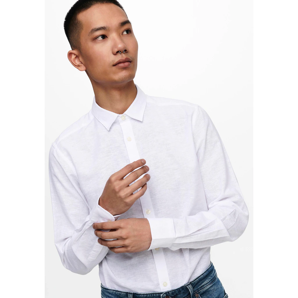 ONLY & SONS Langarmhemd »ONSCAIDEN LS SOLID LINEN SHIRT NOOS« ▷ Bestellen