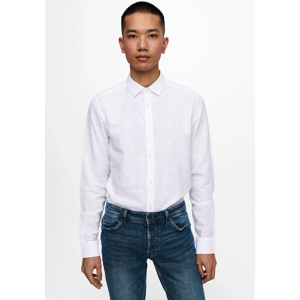 ONLY & SONS Langarmhemd »ONSCAIDEN LS SOLID LINEN SHIRT NOOS« ▷ bestellen