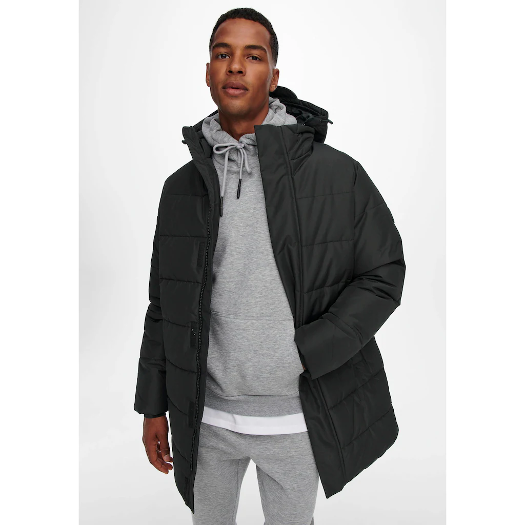 ONLY & SONS Steppjacke »ONSCARL LIFE LONG QUILTED COAT NOOS OTW« Mit Kapuze ▷ Bestellen