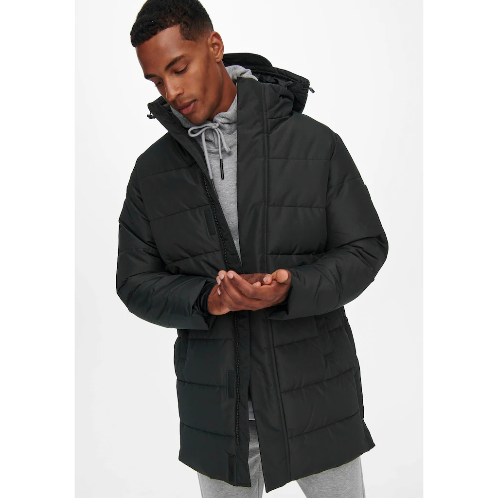 ONLY & SONS Steppjacke »ONSCARL LIFE LONG QUILTED COAT NOOS OTW« Mit Kapuze ▷ Bestellen