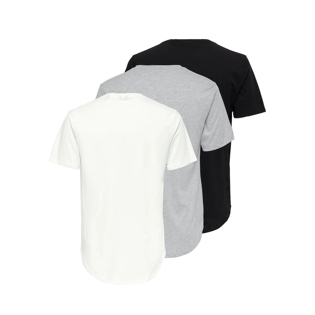 ONLY & SONS T-Shirt »ONSMATT LONGY SS TEE 3-PACK« (Packung 3 Tlg. 3er-Pack)