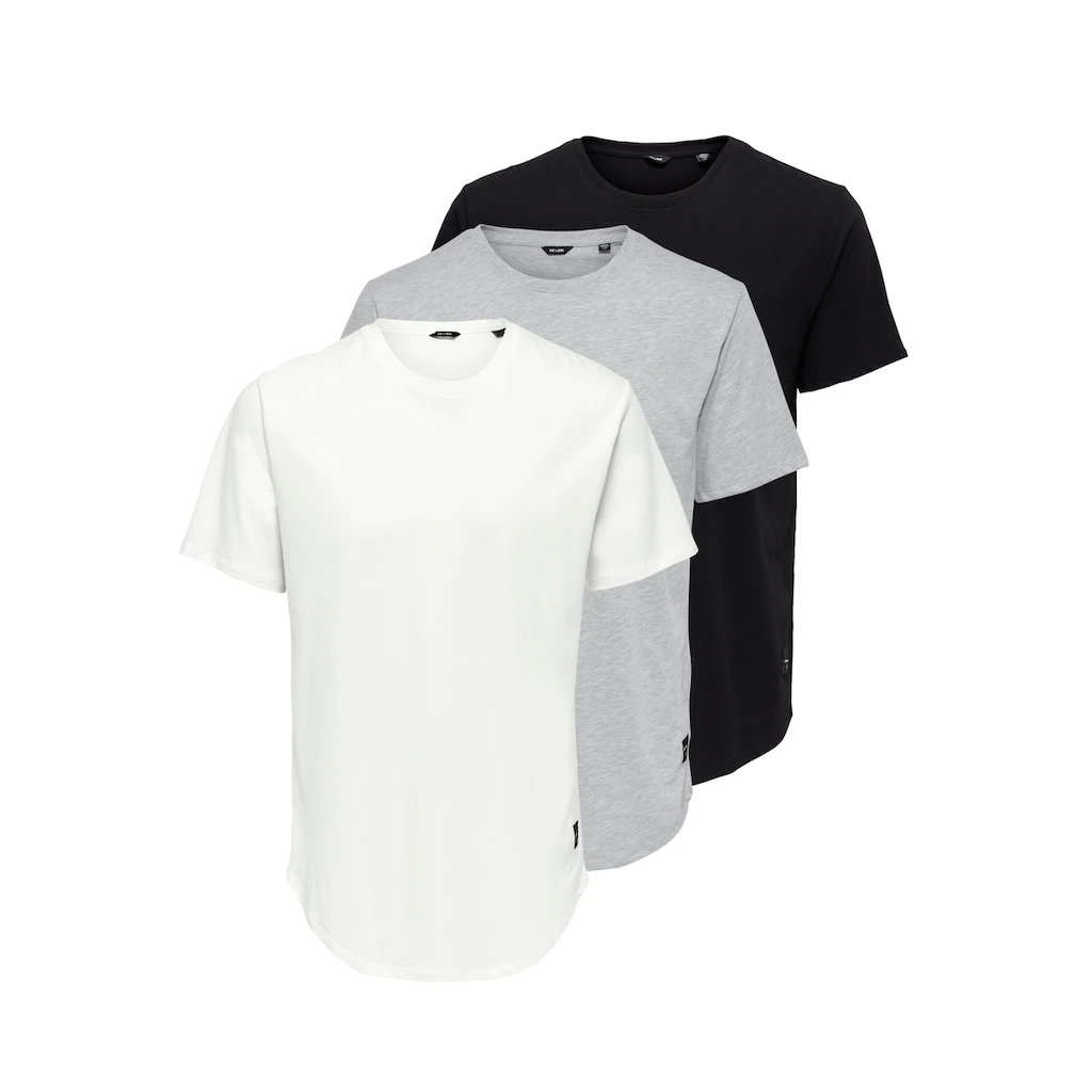 ONLY & SONS T-Shirt »ONSMATT LONGY SS TEE 3-PACK« (Packung 3 tlg. 3er-Pack)