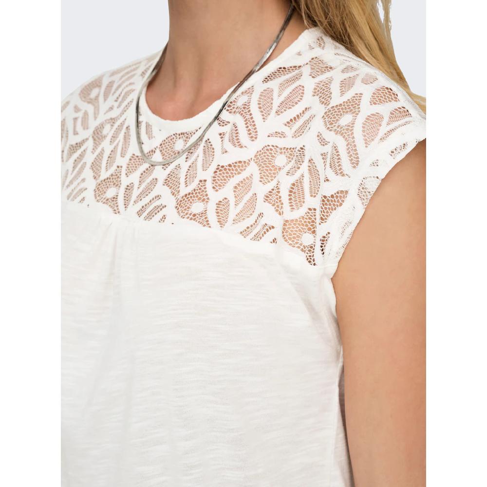 ONLY Spitzenshirt »ONLSINDY LIFE S/S O-NECK MIX TOP JRS«