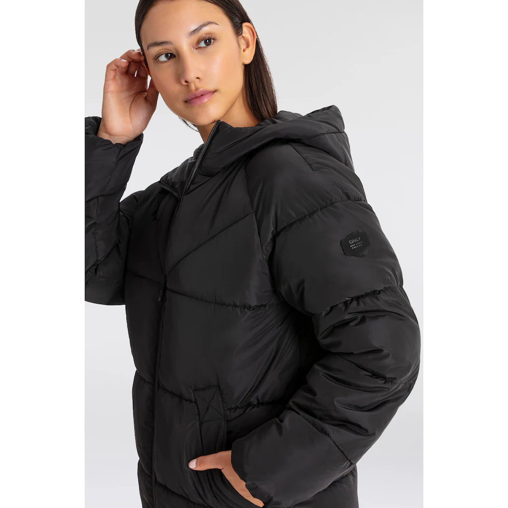 ONLY Steppmantel »ONLAMAND LONG PUFFER COAT CS OTW« Mit Kapuze Und Praktischem 2-Wege Reißverschluss