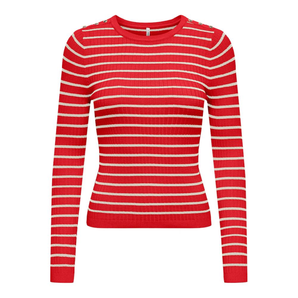 ONLY Strickpullover »ONLMILA LS STRIPE BUTTON O-NECK CC KNT«