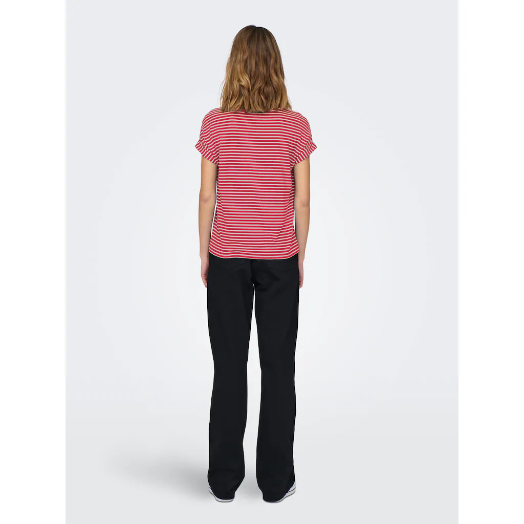 ONLY T-Shirt »ONLMOSTER STRIPE S/S O-NECK TOP JRS NOOS« Mit Aufschlag Am Arm