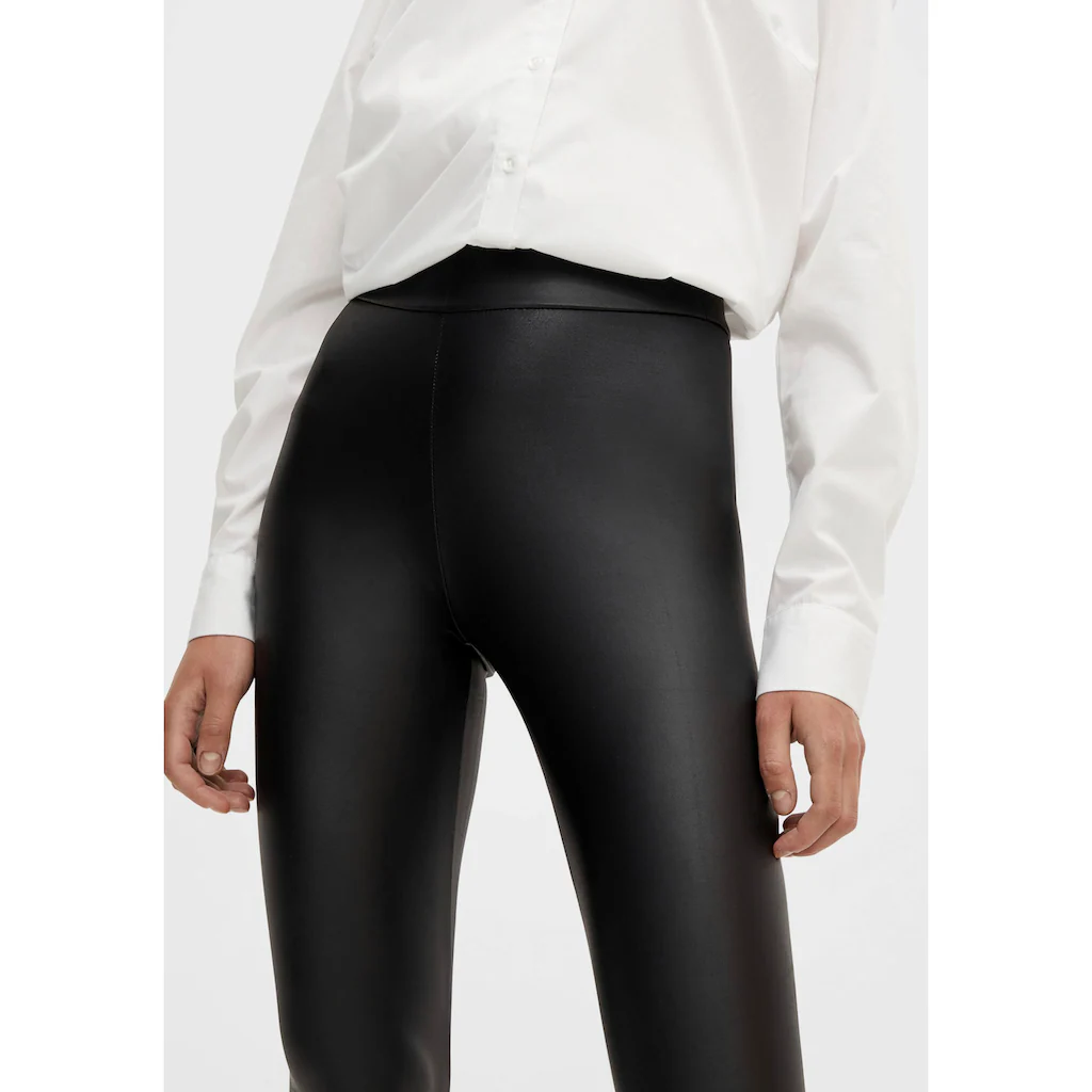 Pieces Leggings »PCNEW SHINY HW LEGGINGS NOOS« Mit PU-Beschichtung