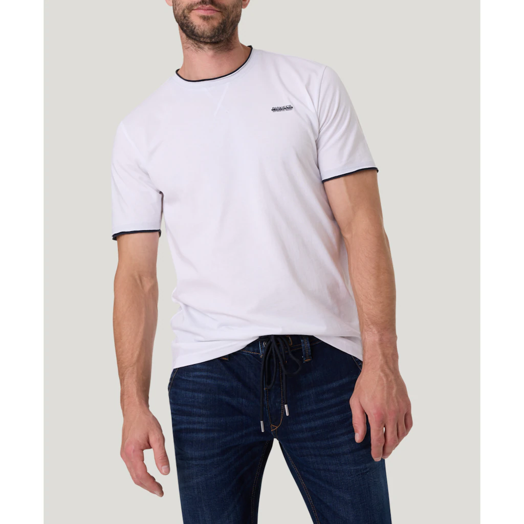 Pioneer Authentic Jeans T-Shirt mit kontrastfarbenen Details ▷ für